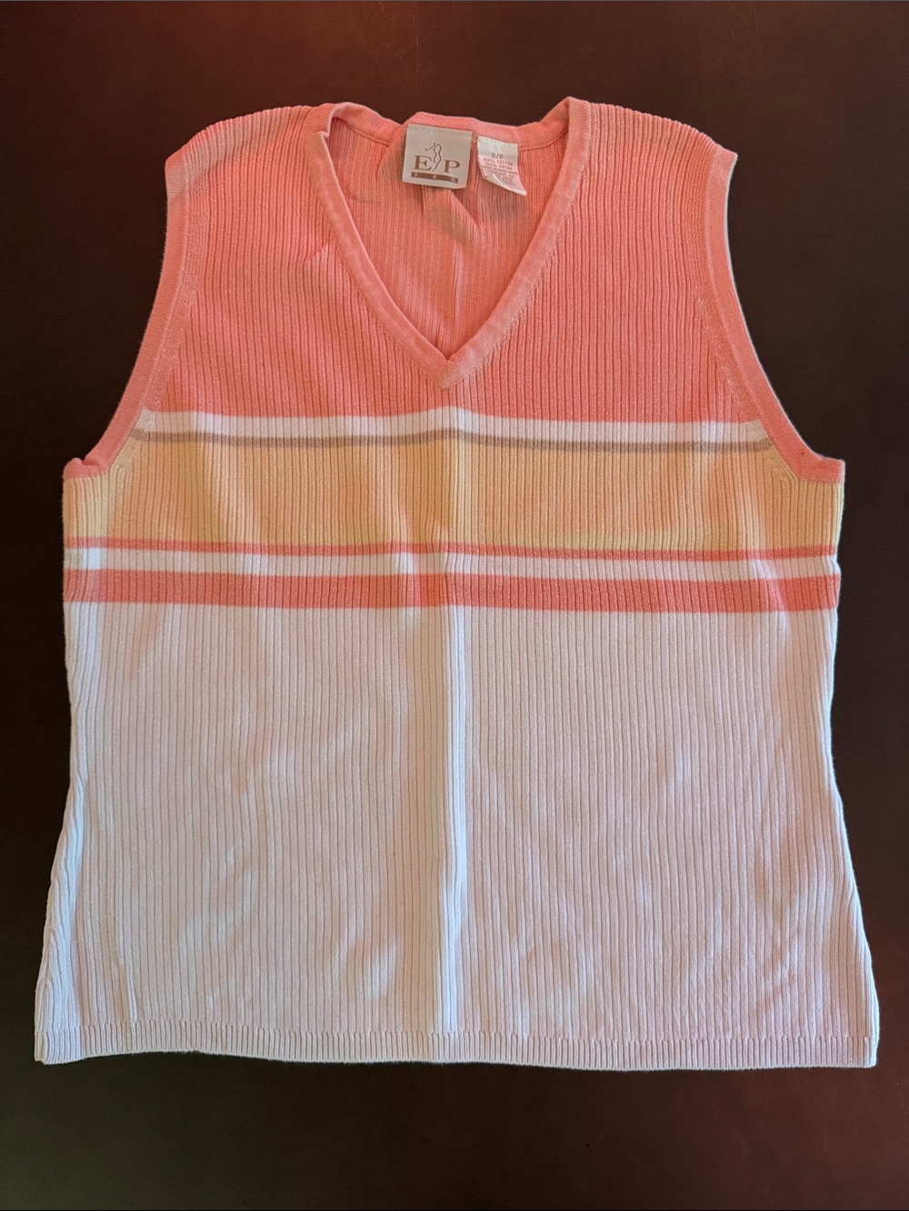 EP Pro Coral Pink Ribbed V-Neck Sleeveless Top